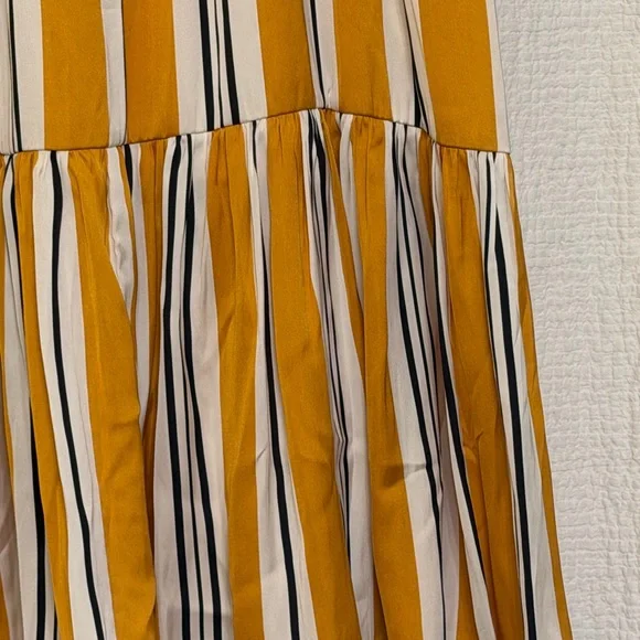 Nine West Mustard Yellow & Black Striped Tiered Maxi Skirt | Size M - Picture 2 of 3